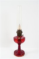 ALADDIN OIL LAMP MODEL B WITH RUBY GLASS BASE