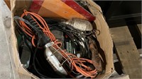 Box with Trouble lights, extension cords and