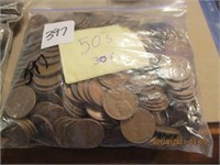 Wheat Pennies 1950's-308 +/- ct.