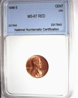 1946-S Cent NNC MS-67 RD LISTS FOR $240