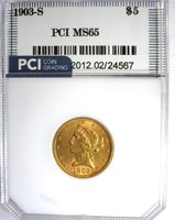 1903-S Gold $5 PCI MS-65 LISTS FOR $2500