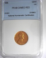 1958 Cent NNC PR-68 CAMEO RD LISTS FOR $525