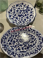 Deruta Handmade Pottery Platter and Bowl (living