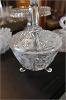 Etched, Clear, Footed Candy Dish