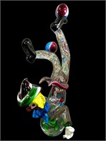 Lg Pitau Clown Joe Murano Italy Blown Glass 22.5"