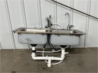 (F) Stainless Steel Two Compartment Sink.