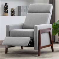 Wood Frame Gray Linen Recliner with Adjustable Bac