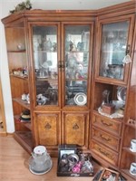 Large China cabinet in 4 sections 
Contents not
