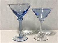 His & Hers blue tint martini glasses