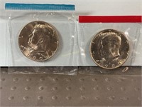 1980 P and D Kennedy half dollars, from mint set