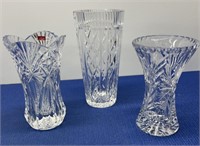 Crystal Vases 3 Pcs , 6.5” , 8”
