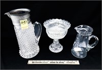 Leaded Glass Tankard, Stemmed Candy Dish, and
