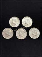 (5) US Kennedy Half Dollars 1964 (2), 1972 (2),