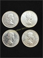 (4) Silver 1964 Canada 50 Cents coins