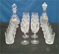 Box-Brandy Bourbon Decanters With Glasses & 8