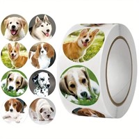 500pcs/roll Cute Dogs Round