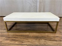 Brass Finish Base White Top Coffee Table