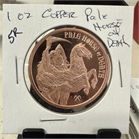 1OZ COPPER BULLION ROUND PALE HORSE OF DEATH