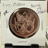 1OZ COPPER BULLION ROUND HOUSE OF DRAGONS