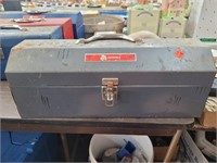 Metal toolbox with some miscellaneous