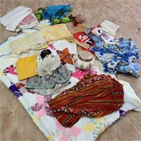 Lot of Assorted Cloth & Linen w/ Large Afghan