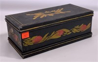 Decorated tin box, bottom and top lift off, brush