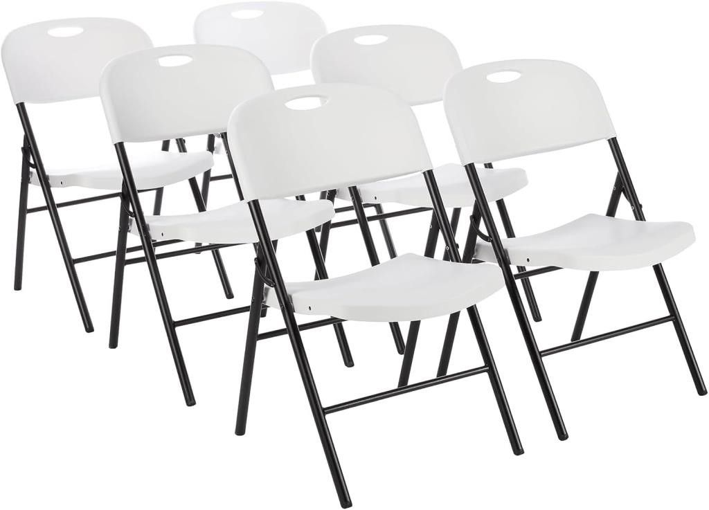 6-Pk Folding Plastic Chairs with 350lb Capacity