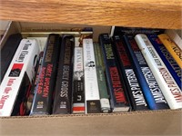 2 Box lot of mystery novels , biographies and
