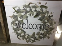 Wooden welcome sign (30” tall x 30” wide)