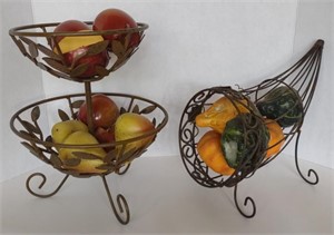 Metal Decorative Two Level Fruit Bowl (10"×12") &