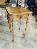 Vintage walnut single drawer side table