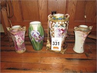 (4) Vases:  (2) = Nippon, (1) = Imperial, & (1) =