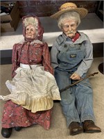 Porcelain Old Couple Dolls 32” (no apparent