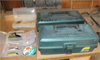 TWO PLANO TACKLE BOXES, FISHING TACKLE, CLEO