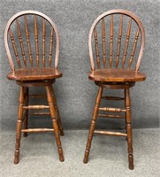 Pair of Spindle Back Bar Stools