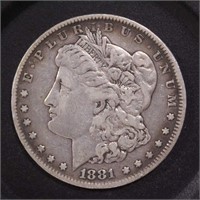 US Coins 1881 Morgan Silver Dollar, Circulated