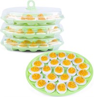 3PCS Deviled Egg Platter and Carrier With Lid