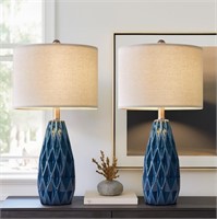 N3589 Blue Ceramic Table Lamp 24.75" Set of 2