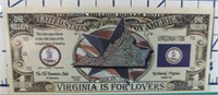 Virginia million dollar banknote