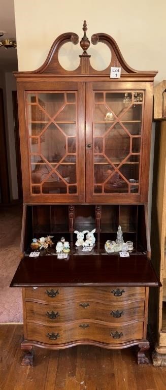 Vintage Cherrywood Clawfoot Secretary Cabinet