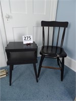 Plank Bottom Chair & 2 Shelf Stand in Black