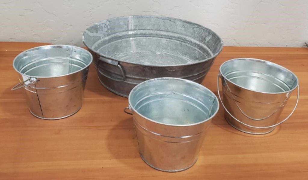 (4) Galvanized Buckets