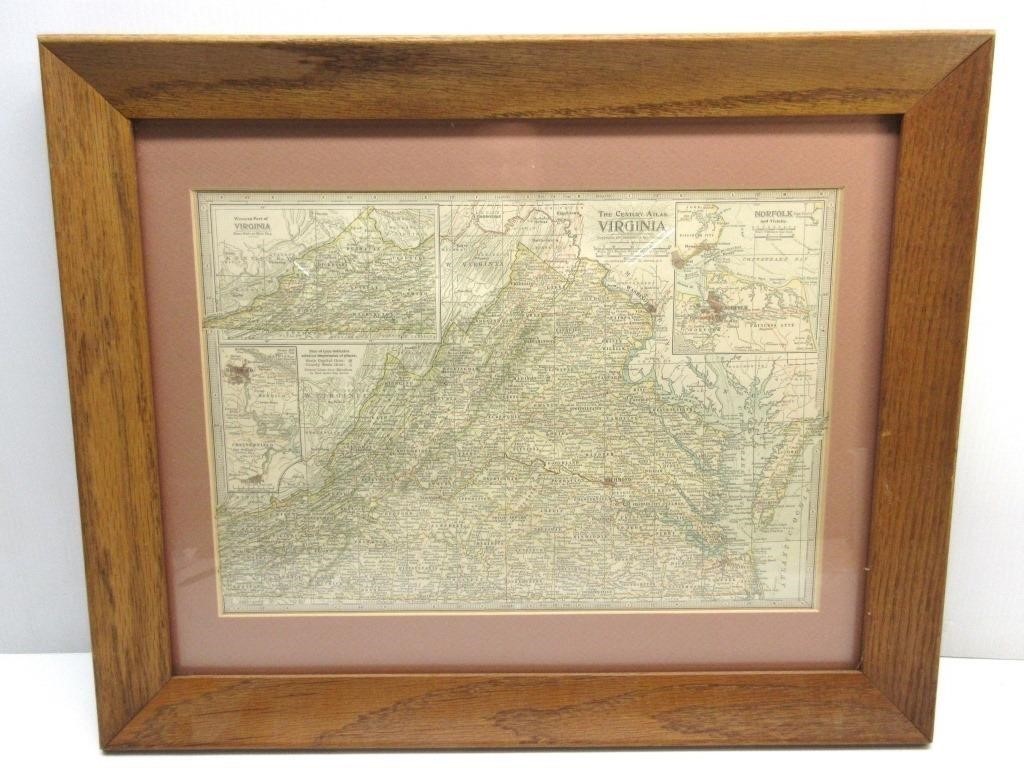 Virginia Century Atlas Framed Map 17"T x 20.5"W