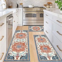 3pc Boho Non-Slip Kitchen Rug Set