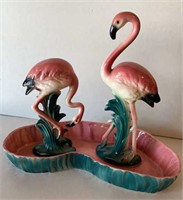 MCM Flamingo figurines with pond by MADDUX of CA