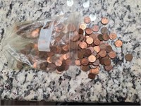 Bag of pennies. At least 1960-2001 but did not