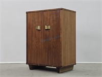 Walnut Brass Deco Cabinet