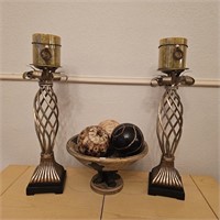 LARGE Candle Holders-Compote-Bone? Decor Balls