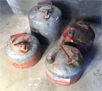 4 Antique Metal Gas Cans