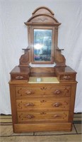 antique walnut dresser w/marble insert/acorn pulls